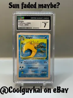 Pokemon Sun fadedU Cgc 7 Kingler 38/62 Fossil Regular - Image 1