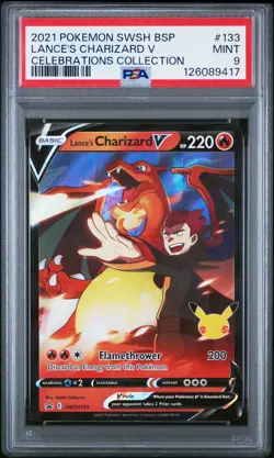 2021 POKEMON SWSH PROMO CELEBRATIONS COLLECTION LANCE'S CHARIZARD V PSA 9 - Image 1