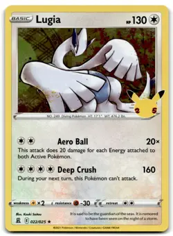 Pokemon Celebrations Lugia #022/025 Holo Rare Near Mint or Better - Image 1