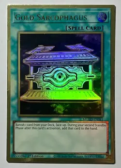 Gold Sarcophagus MGED-EN041 (NM) Premium Gold Rare 1st Edition YuGiOh! TCG - Image 1