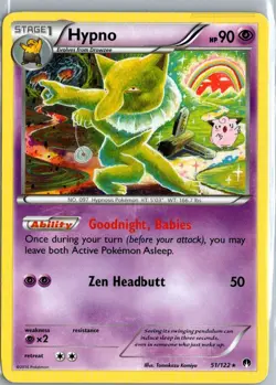 Hypno 51/122 LP Rare XY Breakpoint Pokemon Card - Image 1