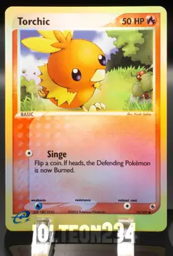 Pokemon TCG Card - Torchic 74/109 Ruby and Sapphire Reverse Holo Common Vintage - Image 1