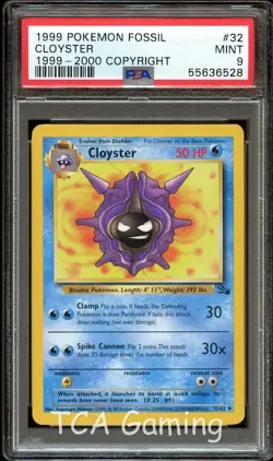 PSA 9 MINT Cloyster 32/62 1999-2000 (Red Logo) Pokemon Card 528 - Image 1