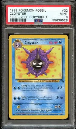 PSA 9 MINT Cloyster 32/62 1999-2000 (Red Logo) Pokemon Card 528 - Image 2