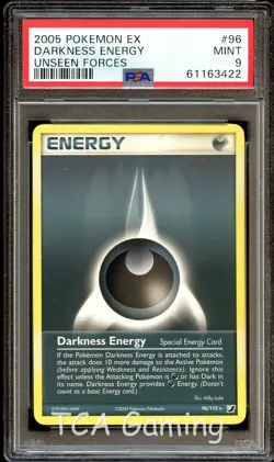 PSA 9 MINT Darkness Energy 96/115 RARE Ex Unseen Forces Pokemon Card 422 - Image 1