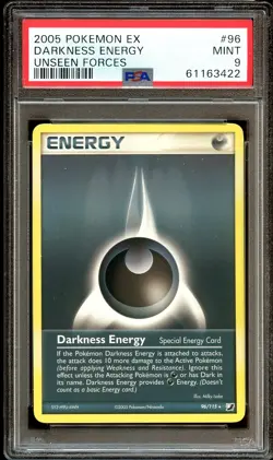 PSA 9 MINT Darkness Energy 96/115 RARE Ex Unseen Forces Pokemon Card 422 - Image 2