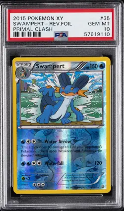 2015 POKEMON XY PRIMAL CLASH #35 SWAMPERT-REVERSE FOIL PSA 10 - Image 1