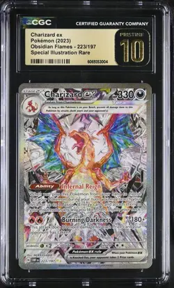 2023 Pokemon Charizard ex 223/197 SIR Obsidian Flames CGC 10 Pristine POP 71 - Image 1