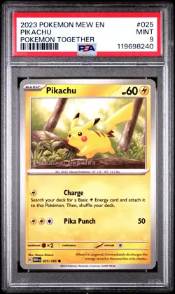 2023 POKEMON MEW EN-151 POKEMON TOGETHER #025 PIKACHU PSA 9 - Image 1