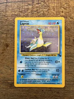 Pokemon TCG Lapras Fossil Holo Unlimited Rare Card 10/62 - Image 1