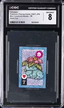 1997 POKEMON PLAYING CARDS JPN MINI COROCORO KARUTA - HAND CUT VENUSAUR CGC 8 - Image 1