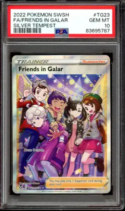 PSA 10 GEM MINT Friends in Galar TG23 Full Art Silver Tempest 2022 Pokemon Card - Image 1