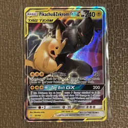 Pikachu & Zekrom GX TCG Sun & Moon Holo Ultra Rare Card 33/181 LP Near Mint - Image 1