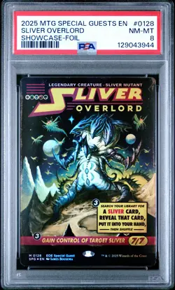 2025 MTG EDGE OF ETERNITIES SPECIAL GUESTS SC-FOIL #0128 SLIVER OVERLORD PSA 8 - Image 1
