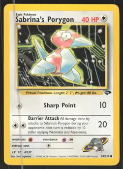 Pokemon TCG Gym Challenge #098/132 Sabrina's Porygon NM - Image 1