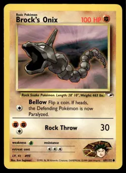 Pokemon TCG Gym Heroes #069/132 Brock's Onix (69) LP - Image 1