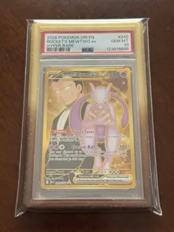 PSA 10 TEAM ROCKET'S MEWTWO EX 240 2025 POKEMON DESTINED RIVALS HYPER RARE #240 - Image 1