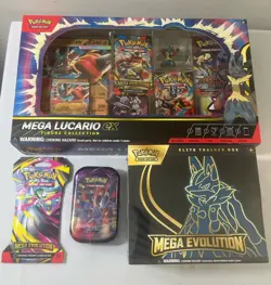 Pokemon TCG Sealed Lot of 4 Mega Evolution Items as Pictured New Factory Sealed - Image 1