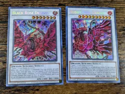 YU-GI-OH BLACK/RUDDY ROSE DRAGONS 2 CARD LOT RA04 SECRAT RARE NM - Image 1