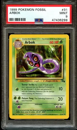 PSA 9 MINT Arbok 31/62 1999-2000 (Red Logo) Pokemon Card 299 - Image 2