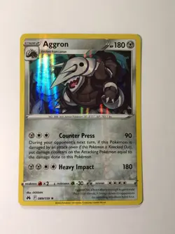Pokemon Card Crown Zenith Holographic Bleed Error Aggron 089/159 NM - Image 1