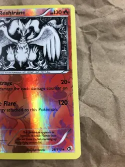 Reshiram Reverse Holo Rare B&W Legendary Treasures 28/113 Pokemon Card Good Cond - Image 5