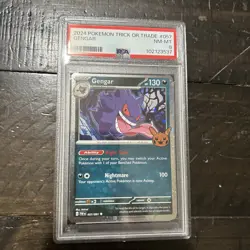 Pokemon Gengar 057/091 PSA 8 Trick or Trade 2024 057 57 PSA 8 Cosmo Holo - Image 1