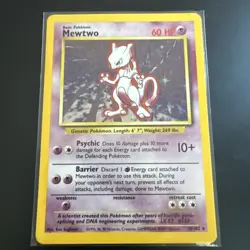 Pokemon Mewtwo Base Set 10/102 Holo Rare Card - Image 1