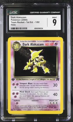 CGC 9 MINT Dark Alakazam Team Rocket 1st Edition 1/82 Holo Pokemon Card - Image 1