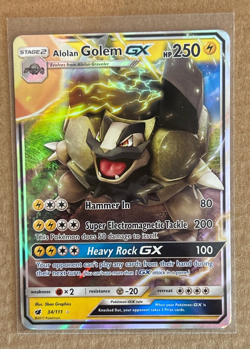 Alolan Golem GX - Crimson Invasion #34/111 Rare Holo 2017 Pokemon Trading Card. - Image 1