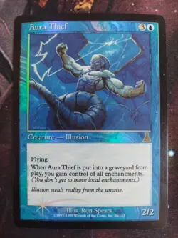 Aura Thief 1x FOIL UD MTG Urza's Destiny Rare Vintage LP (warped) blue - Image 1