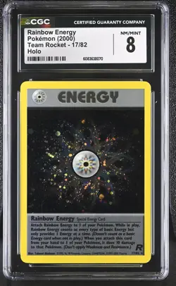 CGC 8 Rainbow Energy 2000 Team Rocket 17/82 Holo SWIRL Pokemon Card - Image 1