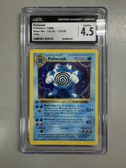1999 Pokemon Base Set Shadowless 1st Edition Poliwrath Holo CGC 4.5 Very Good EX - Image 1