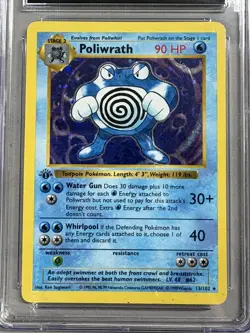 1999 Pokemon Base Set Shadowless 1st Edition Poliwrath Holo CGC 4.5 Very Good EX - Image 2