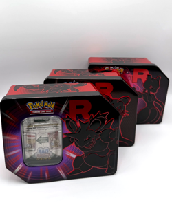 Pokemon TCG Destined Rivals Team Rocket Tin Set of 3 - EMPTY - Image 1