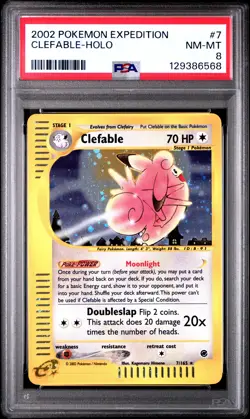 2002 Pokemon Expedition #7 Clefable Holo PSA 8 NM-MT - Image 1