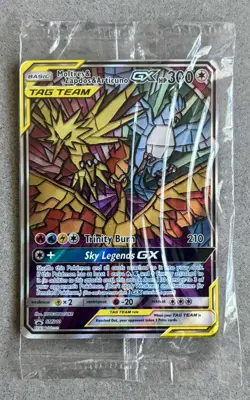 Sealed Pokemon Tag Team Moltres Zapdos Articuno GX SM210 Hidden Fates StainGlass - Image 1