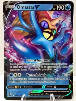 Pokemon Omastar V 035/195 Silver Tempest Sword & Shield ULTRA RARE - Image 1