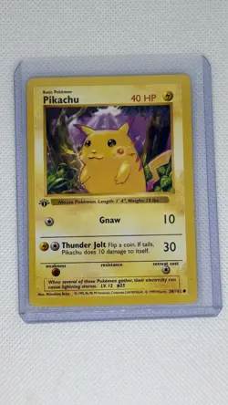 Pikachu 1st Edition Shadowless (Red Cheeks) 58/102 Base Set 1999 TCG Card - LP - Image 2
