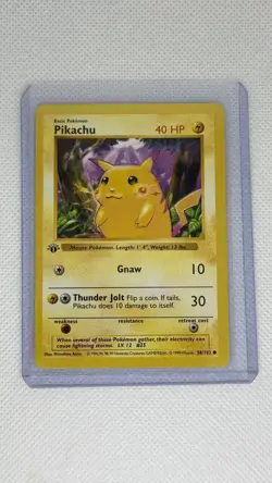 Pikachu 1st Edition Shadowless (Red Cheeks) 58/102 Base Set 1999 TCG Card - LP - Image 3