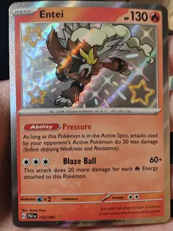 Pokemon TCG Entei Scarlet & Violet Paldean Fates Holo Shiny Rare Card 112/091 - Image 1