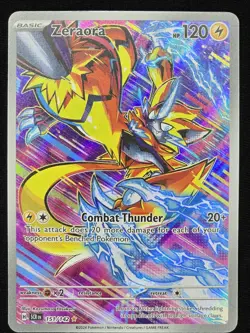 Pokemon TCG Stellar Crown Zeraora Holo Rare Card Illustration 151/142 - Image 1