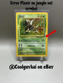 Pokemon Card Pinsir Jungle Holo Misprint Error No Jungle Flower Set Symbol MP - Image 1