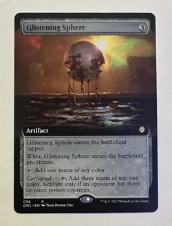 NM, MTG Glistening Sphere - Extended Art Commander Phyrexia - Image 1