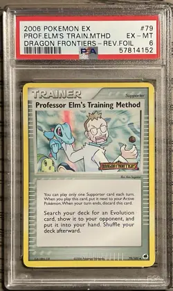 2006 Pokemon Prof. Elm's Training Method Rev Foil EX Dragon Frontiers PSA 6 - Image 1