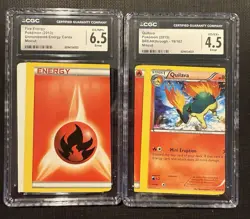 CGC ERROR Lot MISCUT Quilava/energy XY Breakthrough Pokemon 2015 - Image 1