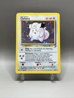 Pokemon Clefairy Base Set 2 Holo Moderately Played But Very Sparkly Clean Holo - Image 4