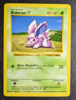 Pokemon Nidoran Shadowless Base Set 55/102 card 1999 - Pack fresh - Image 1