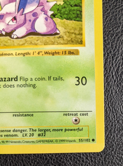 Pokemon Nidoran Shadowless Base Set 55/102 card 1999 - Pack fresh - Image 4