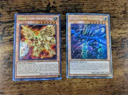 YU-GI-OH SECRET RARE KAISER GLIDER NEO/GOLD BURST 2 CARD LOT NM - Image 1